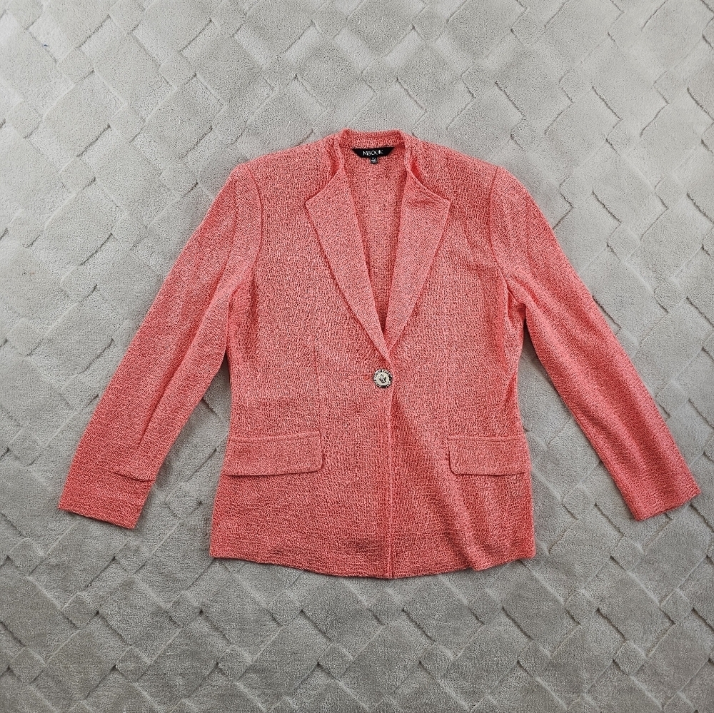 Misook Cardigan Sweater Womens Petite Small Formal Preppy Single Button Pink